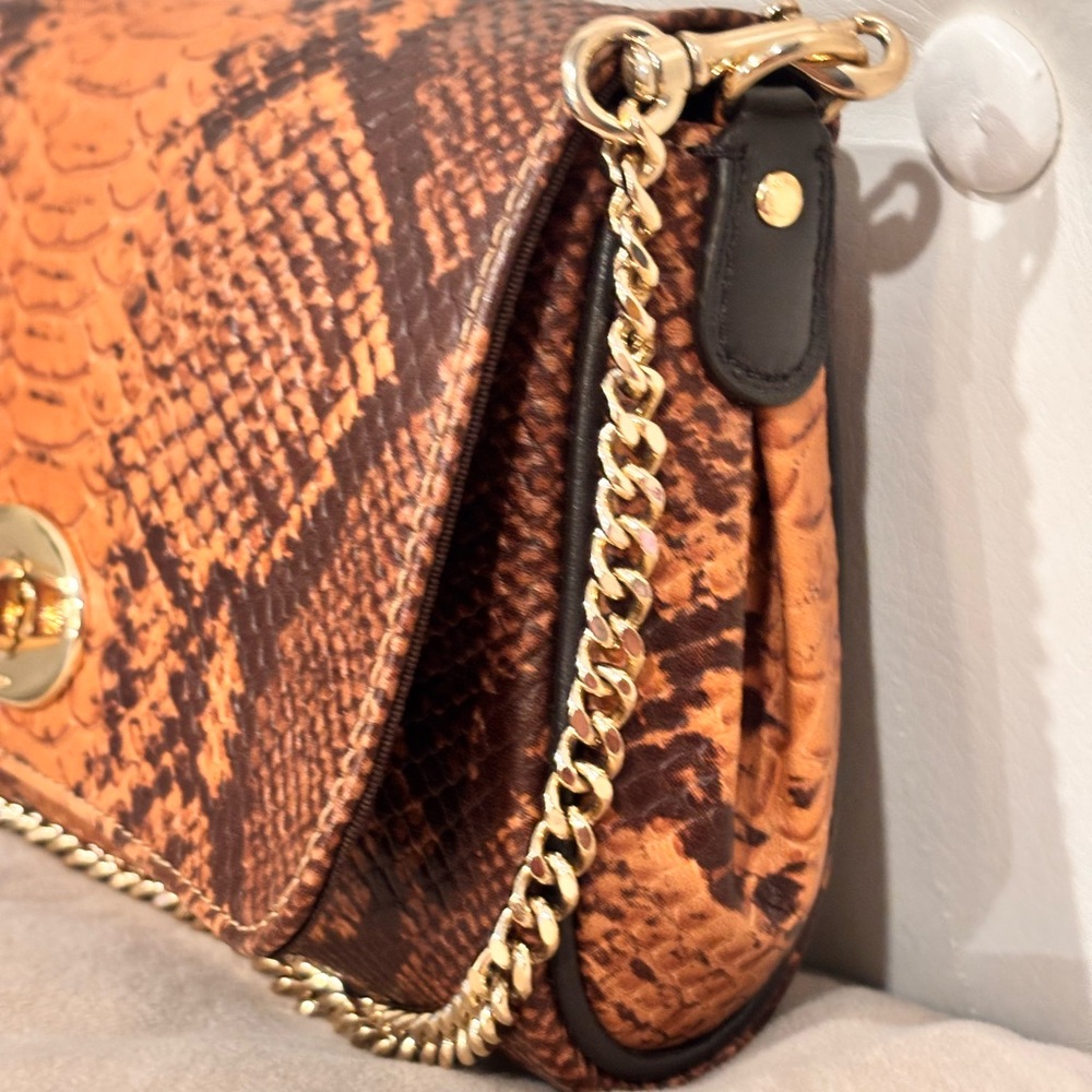 Coach Mini Ruby Brown Python Embossed Small Handb… - image 4